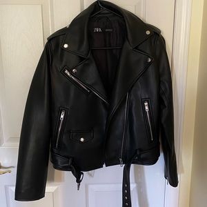 Faux leather biker jacket perfect for fall.